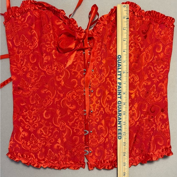 Elegant Red Jacquard Overbust Corset - Picture 5 of 7